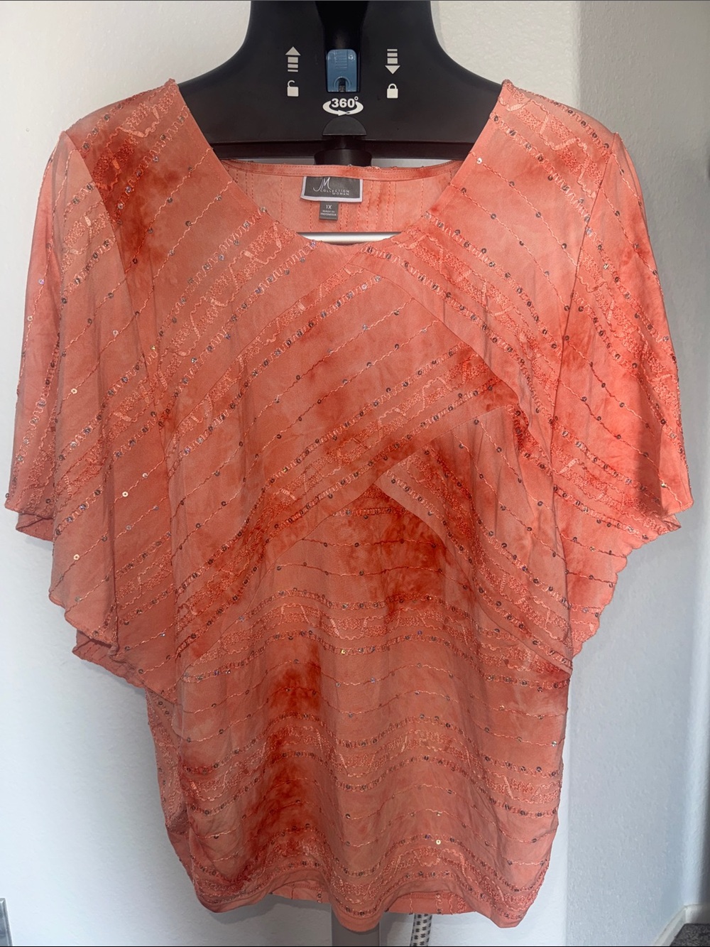 JM Collection Coral Embellished Layered Blouse